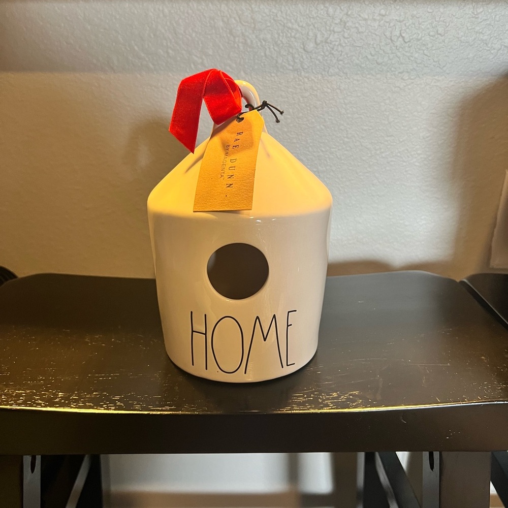 Rae Dunn White Birdhouse with Red Ribbon